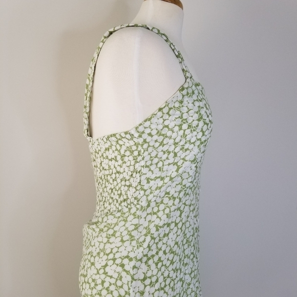 Faithfull the Brand Lou Lou Avocado Green Bella Floral Button Up Mini Dress 6 - Picture 12 of 16